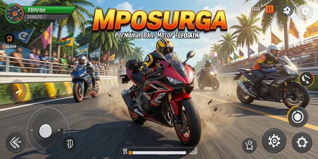 Tampilan seru gameplay MPOSURGA dengan aksi balap motor.