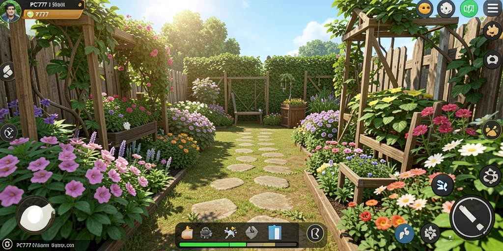 Tampilan gameplay PC777 yang menawan dengan berbagai tanaman.